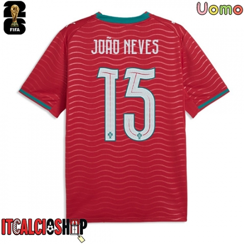 Portogallo Joao Neves #15 Prima Maglia Mondiali 2026 Manica Corta